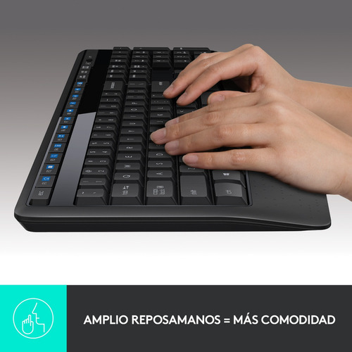 Imagen 7 de 12 de Kit de teclado y mouse inalámbrico Logitech MK345 Español Latinoamérica de color negro