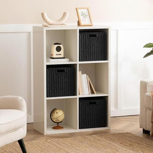 Cesta De Almacenamiento Tejida Plegable, Negro 2 Piezas