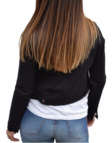 Imagen 3 de 10 de Campera De Jean Blanca Negra Rosa Verde Mujer The Big Shop