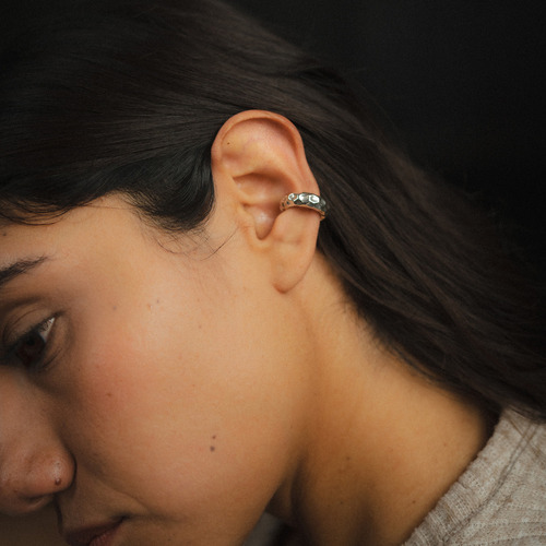 Grapa Para Oreja Luz Martillada De Plata 925 Pr_ar_003
