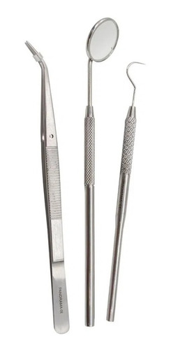 Triada Dental Odonto Espejo+mango+explorador+pinza Envio