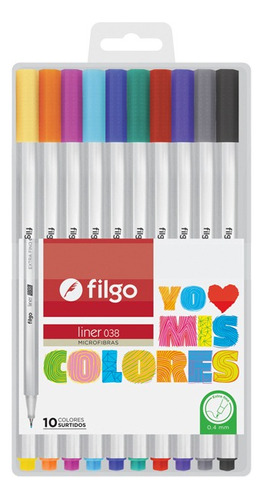 Microfibra 0,4 Mm Filgo Colores Clasicos X 10 Surtidos Filgo