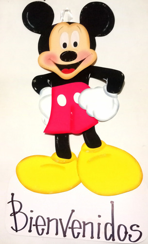 Cartel Bienvenidos Para Cumpleaños Mickey 56 Cm 