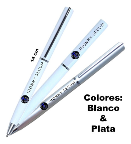 Boligrafos D Metal Blancos Y Plateados Sublimados Full Color