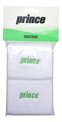 Muñequera Prince Blanca Logo Verde Claro Tenis Padel Squash