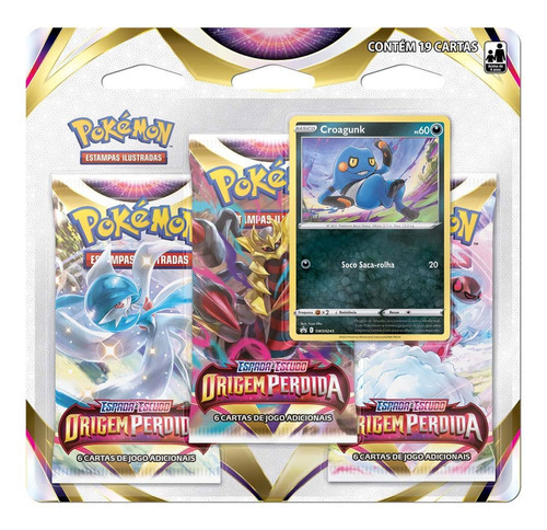 Blister Triplo Pokémon Croagunk Origem Perdida 19 Cartas