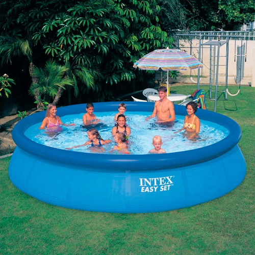 Imagen 4 de 9 de Pileta Redonda Inflable Exterior Grande 457x91cm Color Azul