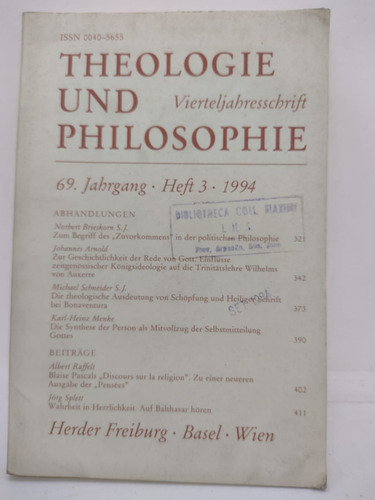 Theologie Und Philosophie - Freburg - Herder - Usado 