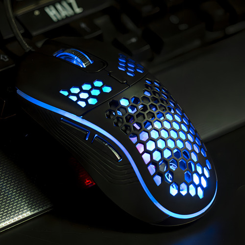Ratón USB para jugadores Haiz Hz-919, RGB, 3200 dpi, filtrado
