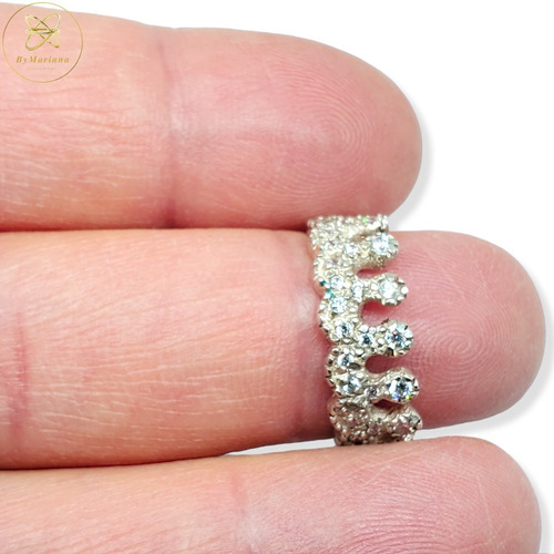 Imagen 2 de 7 de Anillo Plata Corona Con Cubic