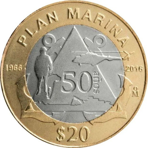 Moneda 20 Mn 50 Aniversario De La Aplicación Del Plan Marina
