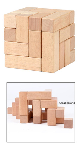 Puzzle Cube Building Blocks Alivio Del Color De Madera