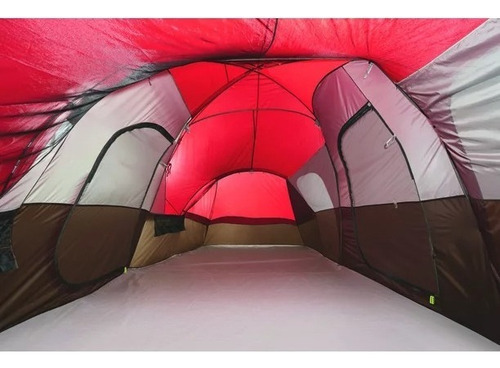 Casa De Campaña Ozark Tienda Acampar 10 Pers. 3 Cuartos Roja Color Rojo/negro