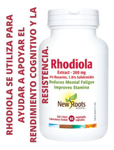 New Roots Extracto Rhodiola Extract 200 Mg 60 Cápsulas Sabor Sin sabor