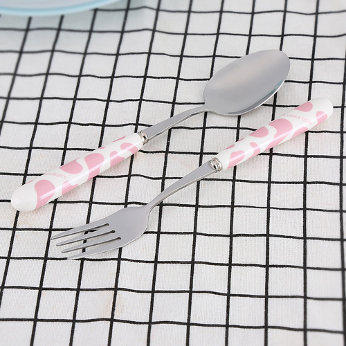 Juego De Vajilla Rosa, 2 Piezas, Cuchillo, Tenedor Y Cuchara