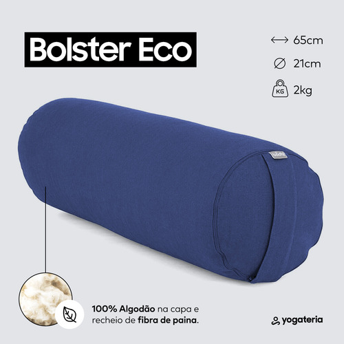 Almofada Cilíndrica Bolster Eco Rolinho Yoga Restaurativa Cor Azul Yogateria