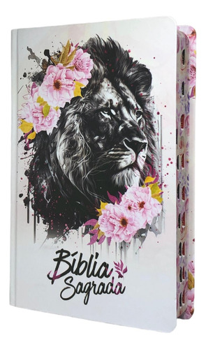 Bíblia Pentecostal Feminina Letra Gigante Com Índice Leão Rosa