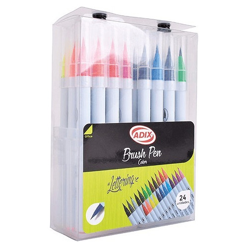 Brush Pen Marcador Punta Pincel 24 Colores Adix