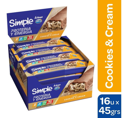 Imagen 1 de 3 de Simple Barra Proteina Y Energia Sabor Cookies & Cream