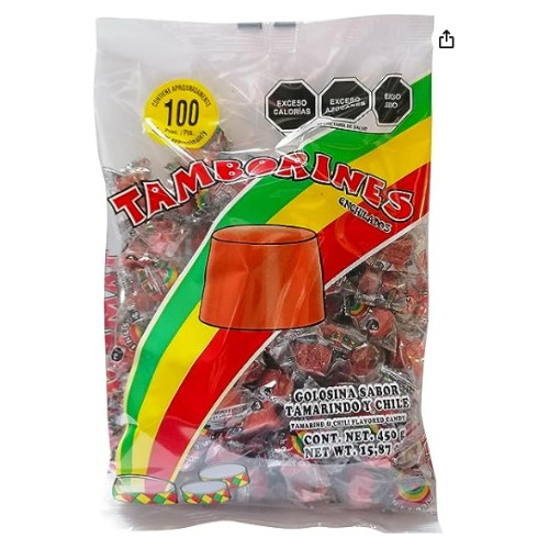 Tamborines Dulces Ácida 100 Piezas De 4 Gr