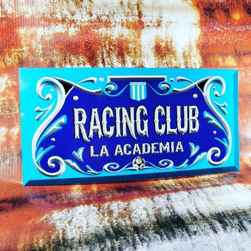 Cartel De Chapa Racing Club Filete Porteño Apto Exterior 