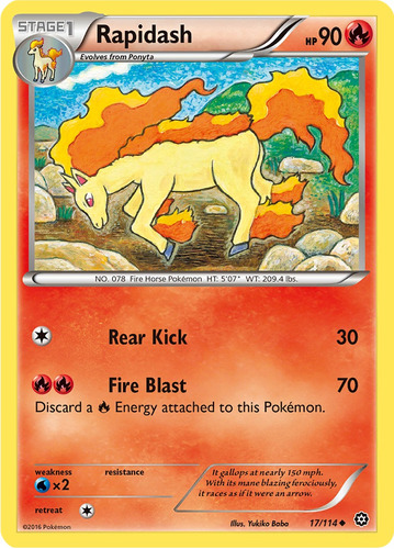 Cartas Pokemon Rapidash 17/114 Reverse Xy Steam Siege Sts