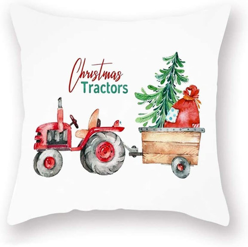 Christmas Tractor Theme Decor Throw Pillow Cases Camió...
