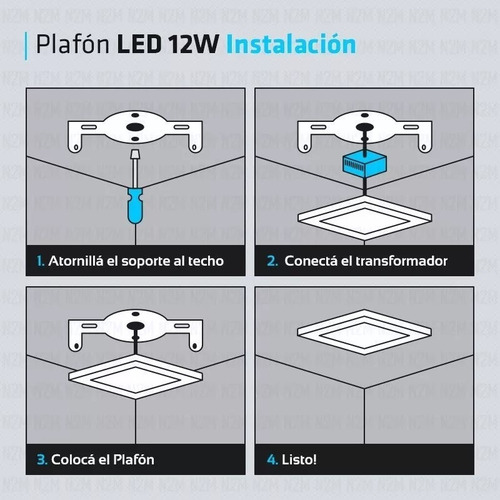 Imagen 3 de 10 de Plafon Led Cuadrado Aplicar 12w Panel Marco Blanco