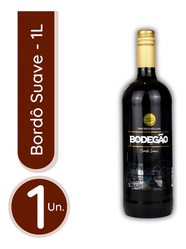 Vinho Tinto De Mesa Suave Bodegão 1 Litro - 1 Unidade