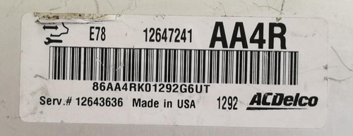 Computadora De Motor Chevrolet Cruze 2012 1.4l 12647241 Aa4r (Usado)