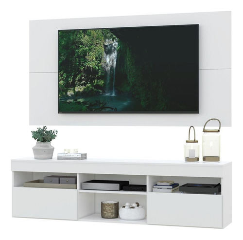 Rack Com Painel Tv 65 Suspenso Londres Multimóveis V3336 Cor Branco