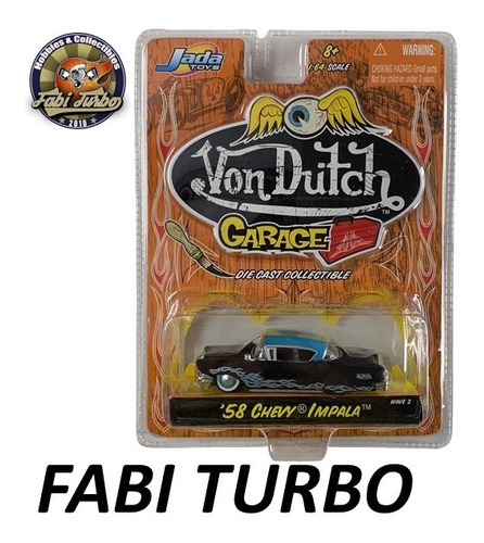 Jada Von Dutch 1:64 - 58 Chevy Impala Preto Fosco