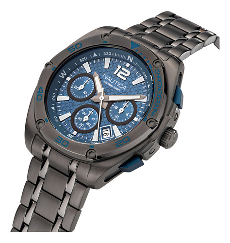 Reloj Nautica Tin Can Bay Chrono Modelo: Naptcf211 Color de la correa Negro Color del fondo Azul