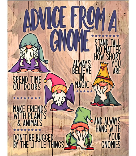 Advice From A Gnome- Divertido Cartel De Jardín Para Pared, 