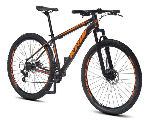 Bicicleta Aro 29 Krw Alumínio 21 Vel Freio A Disco X21 Cor Preto/laranja Fosco