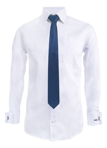 Camisa Formal Slim Puño Para Mancornas Iniciales Bordadas