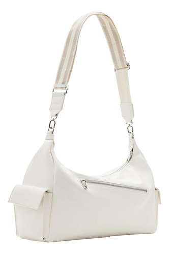 Bolso De Hombro Desigual Con Logotipo L, Blanco