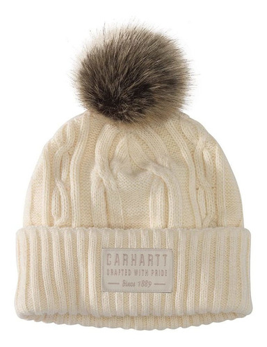 Carhartt Gorro De Punto Con Pompón Para Mujer, Blanco Invi.