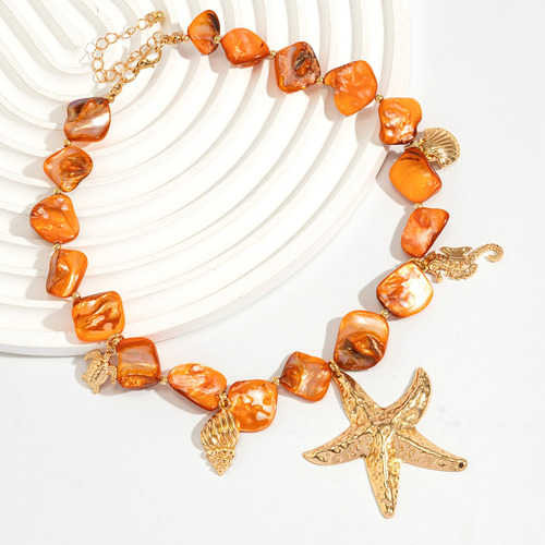 Collar De Cadena De Conchas Bohemio Con Colgante De Estrella