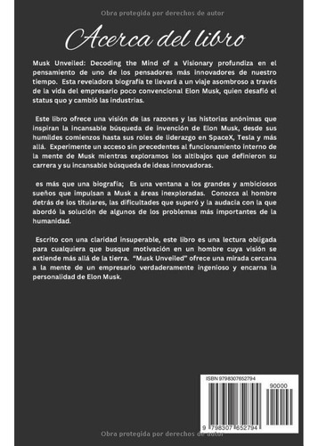 Biografía De Elon Musk - Innovador Y Empresario Visionario: Una Autobiografía Explícita Del Hombre De Negocios Con Visión De Futuro, De Elon Musk. Editorial Publicación Independiente En Español, 2025