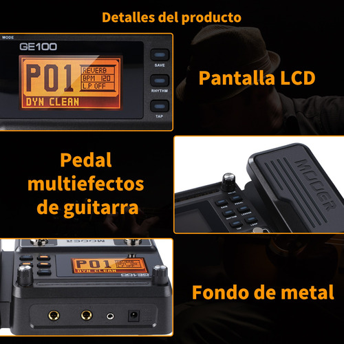 Pedal De Efecto Mooer Ge Mooe100 Multi Efeitos Ge100 Negro