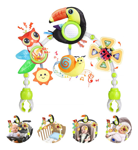 Mihotoy Baby Stroller Arch Toy With Teether, Rattle, Crinkl.