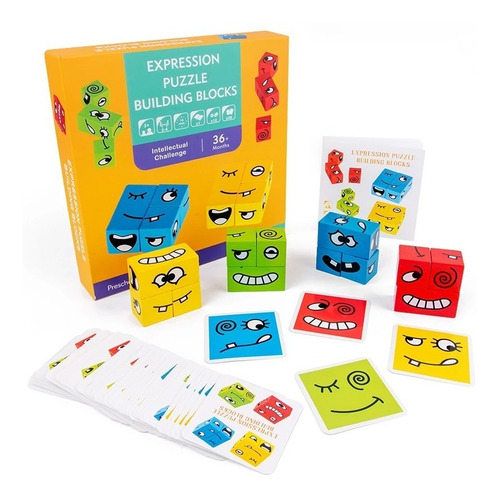 Imagen 1 de 3 de Juego Didactico Puzzle Bloques De Madera Expresiones