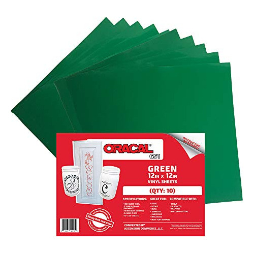 (10) Hojas De Vinilo Adhesivo 651 Verde Cricut, Silhoue...