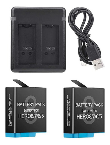 Gopro Hero 5/6/7/8: Pack 2 Baterías Hero + Cargador Universa