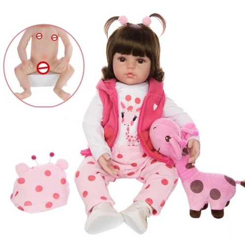 Imagem 1 de 7 de Boneca Bebe Reborn Silicone Girafinha Menina 48cm Realista