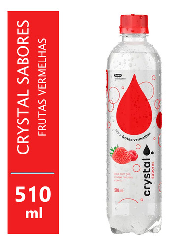 Água Com Gás Saborizada Frutas Vermelhas Crystal Sparkling 510ml pack com 6 unidades