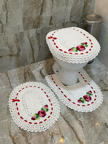 Jogo De Banheiro Em Croche 100% Artesanal + Super Brinde | Parcelamento sem juros Jogo De Banheiro Em Croche 100% Artesanal + Super Brinde | Parcelamento sem juros