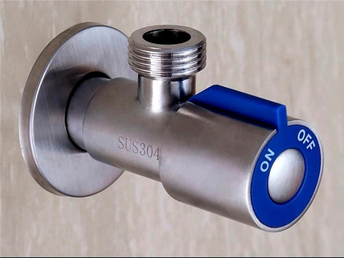 Imagen 8 de 9 de Llave Arresto Bari 1/2 X 1/2 De Acero Inoxidable Con Roseta