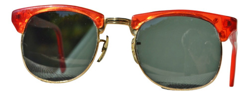 Anteojos De Sol Vintage Combinados Marco Rojo Negro Rojo Dorado